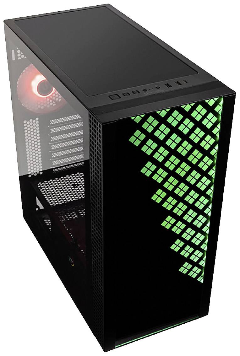 Bitfenix Dawn TG A-RGB Midi-Tower Gaming-Gehäuse Schwarz Integrierte Beleuchtung, 2 vorinstallierte Lüfter, 1 Vorinstallierter LED Lüfter, Seitenf