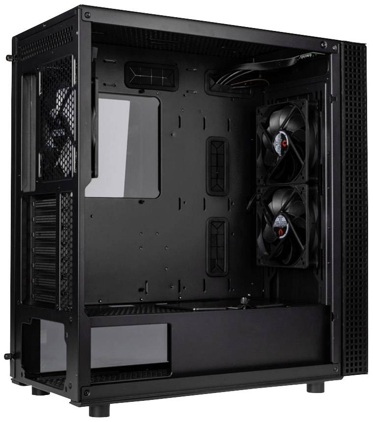 Bitfenix Dawn TG A-RGB Midi-Tower Gaming-Gehäuse Schwarz Integrierte Beleuchtung, 2 vorinstallierte Lüfter, 1 Vorinstallierter LED Lüfter, Seitenf