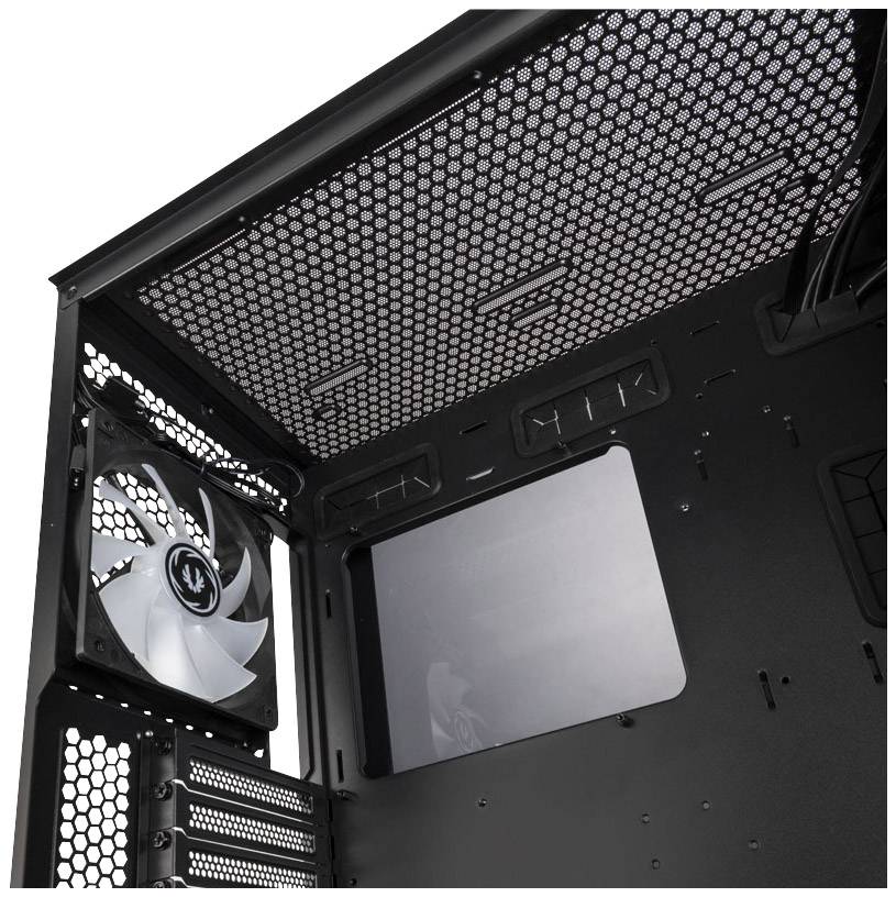 Bitfenix Dawn TG A-RGB Midi-Tower Gaming-Gehäuse Schwarz Integrierte Beleuchtung, 2 vorinstallierte Lüfter, 1 Vorinstallierter LED Lüfter, Seitenf