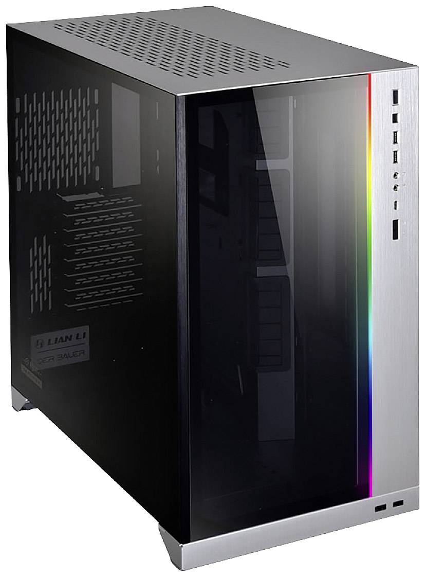 Lian Li O11Dynamic XL (ROG Certified) Midi-Tower Gaming-Gehäuse Silber Integrierte Beleuchtung, Seitenfenster, Staubfilter