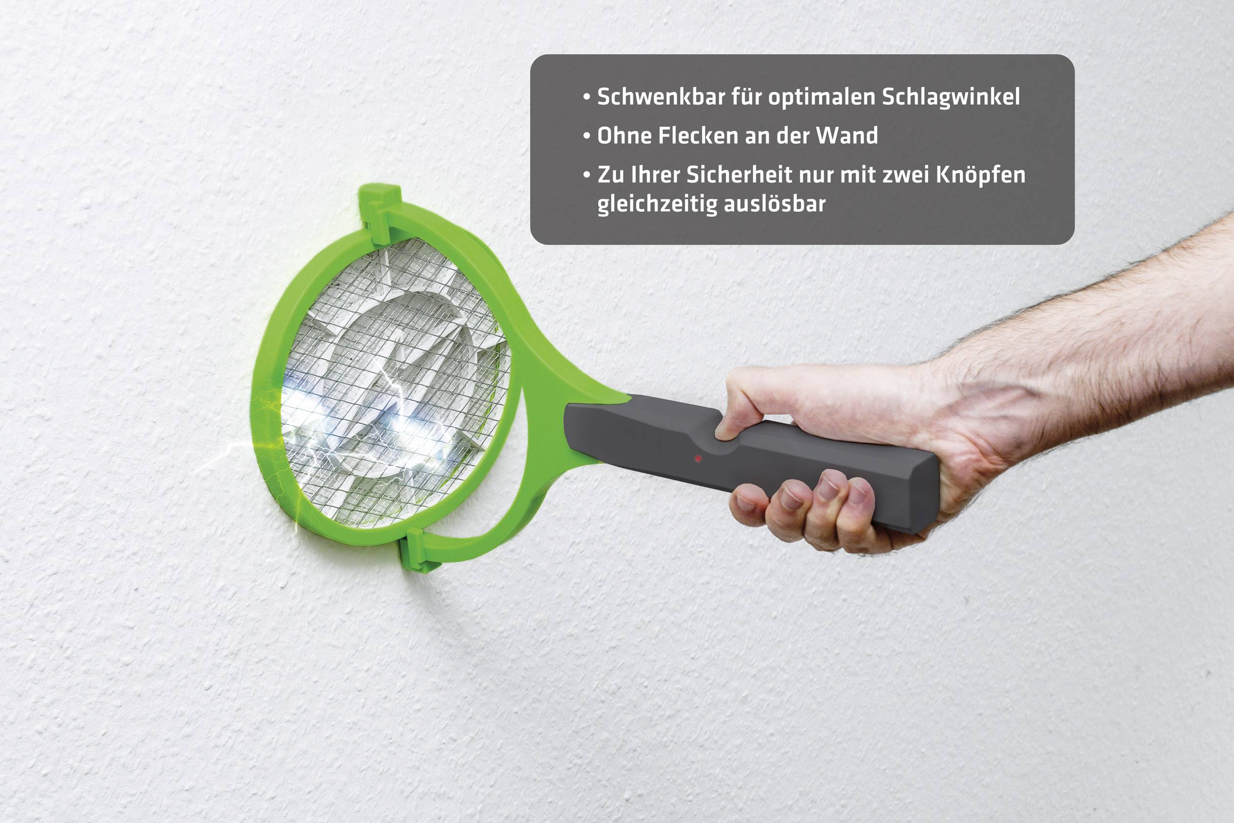 Gardigo Fly Swatter 90° Bzzz 25164 Fliegenklatsche Stromgitter (L x B x H) 445 x 228 x 28mm Schwarz, Grün 1St.