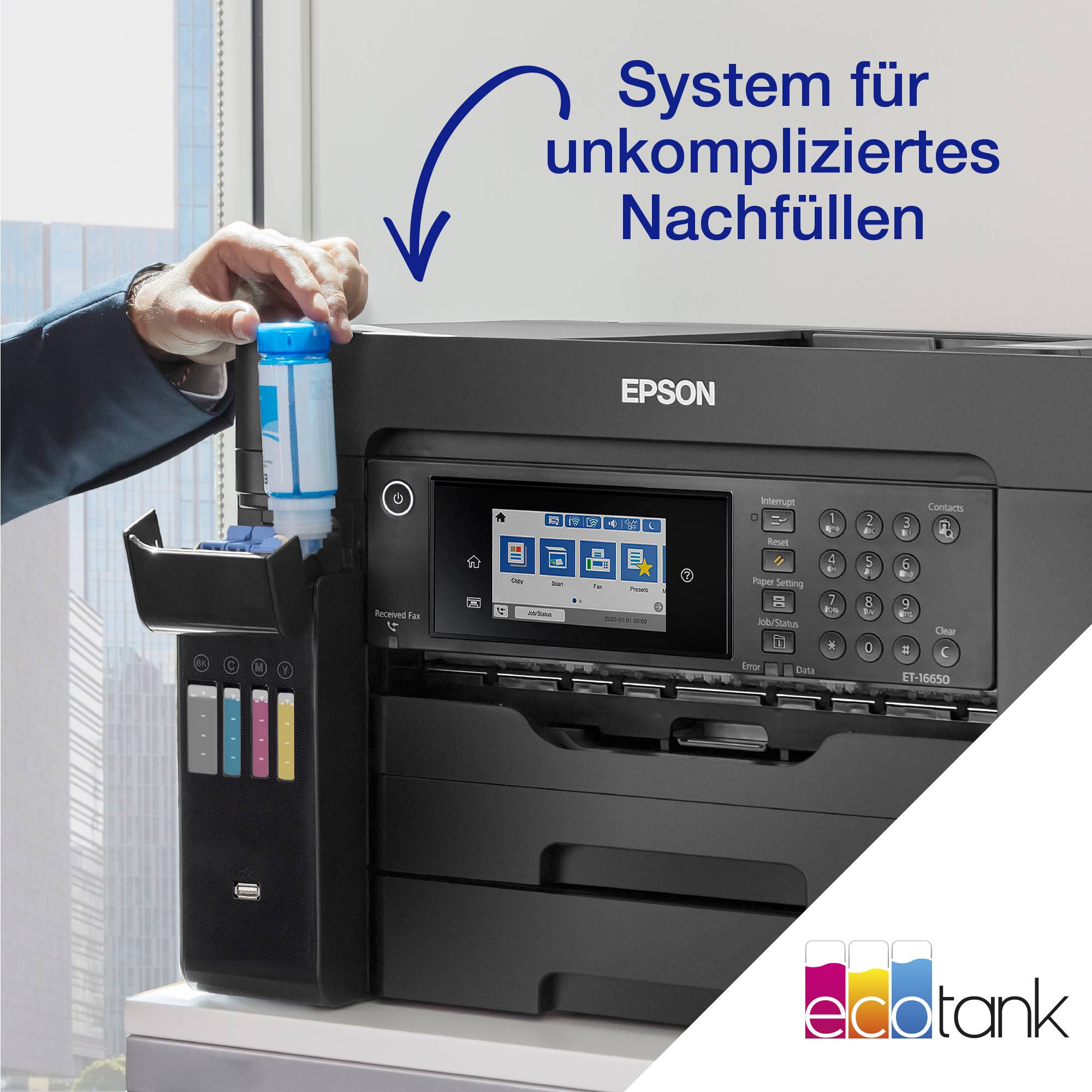 Epson EcoTank ET-16600 Multifunktionsdrucker Tintenstrahl Farbe A3, A3+ Drucker, Scanner, Kopierer, Fax Tintentank-System, LAN, WLAN, ADF