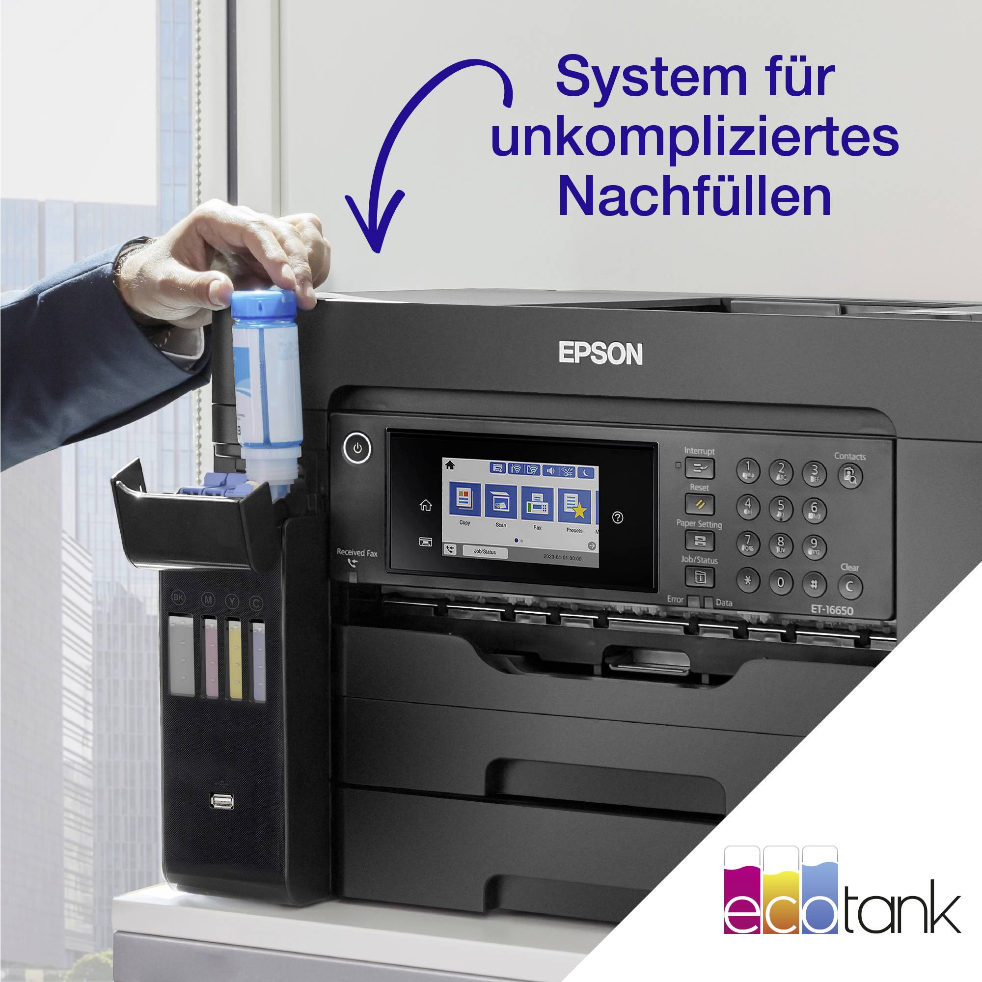 Epson EcoTank ET-16650 Multifunktionsdrucker Tintenstrahl Farbe A3, A3+ Drucker, Scanner, Kopierer, Fax Tintentank-System, LAN, WLAN, ADF