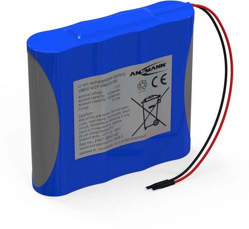 2S2P Akkupack 4x 18650 Kabel Li-Ion 7.4V 5200 mAh