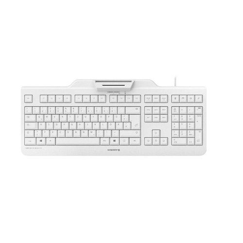 CHERRY Secure Board 1.0 USB Tastatur Deutsch, QWERTZ Weiß, Grau Chipkarten-Leser