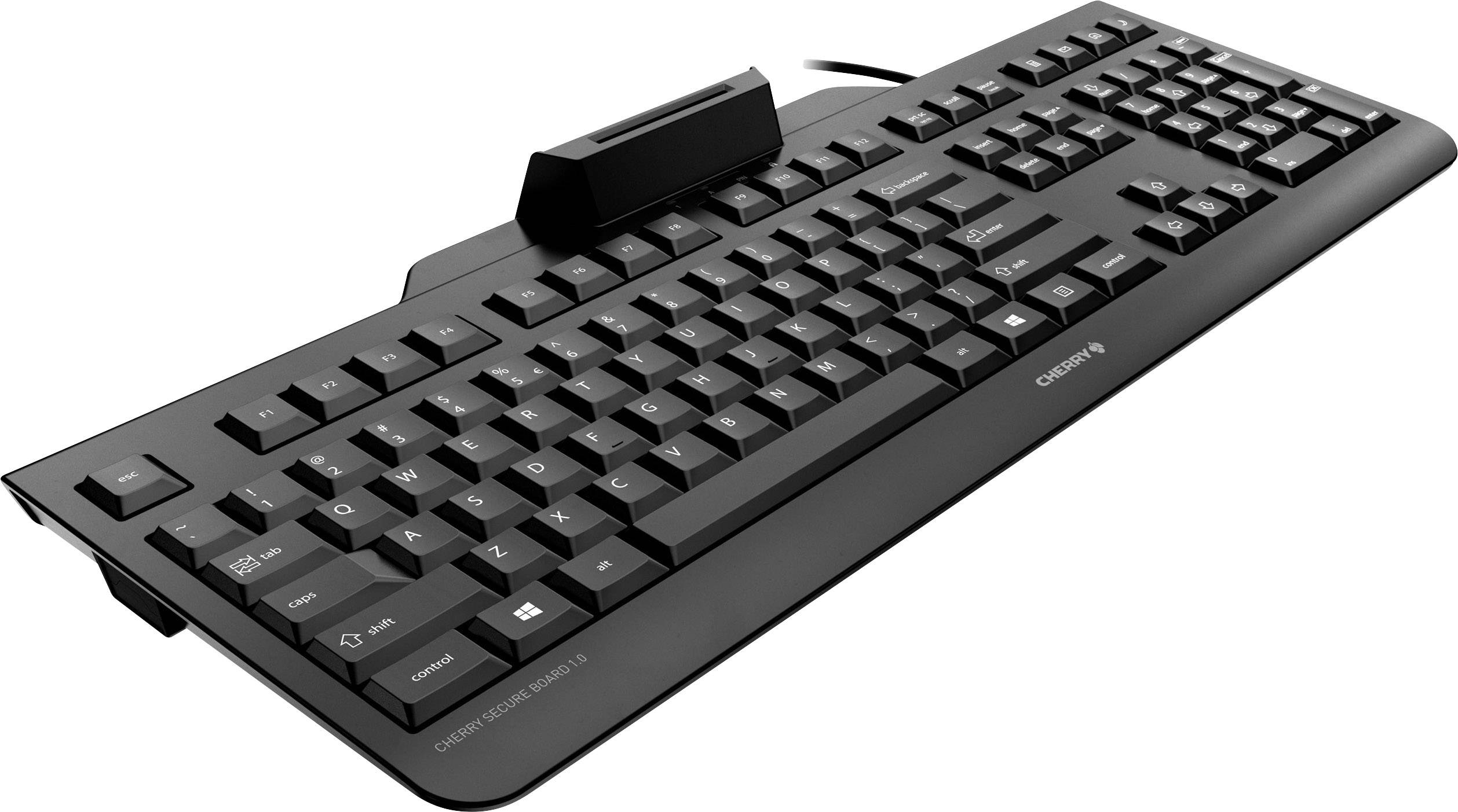 CHERRY Secure Board 1.0 USB Tastatur Französisch, AZERTY Schwarz Chipkarten-Leser
