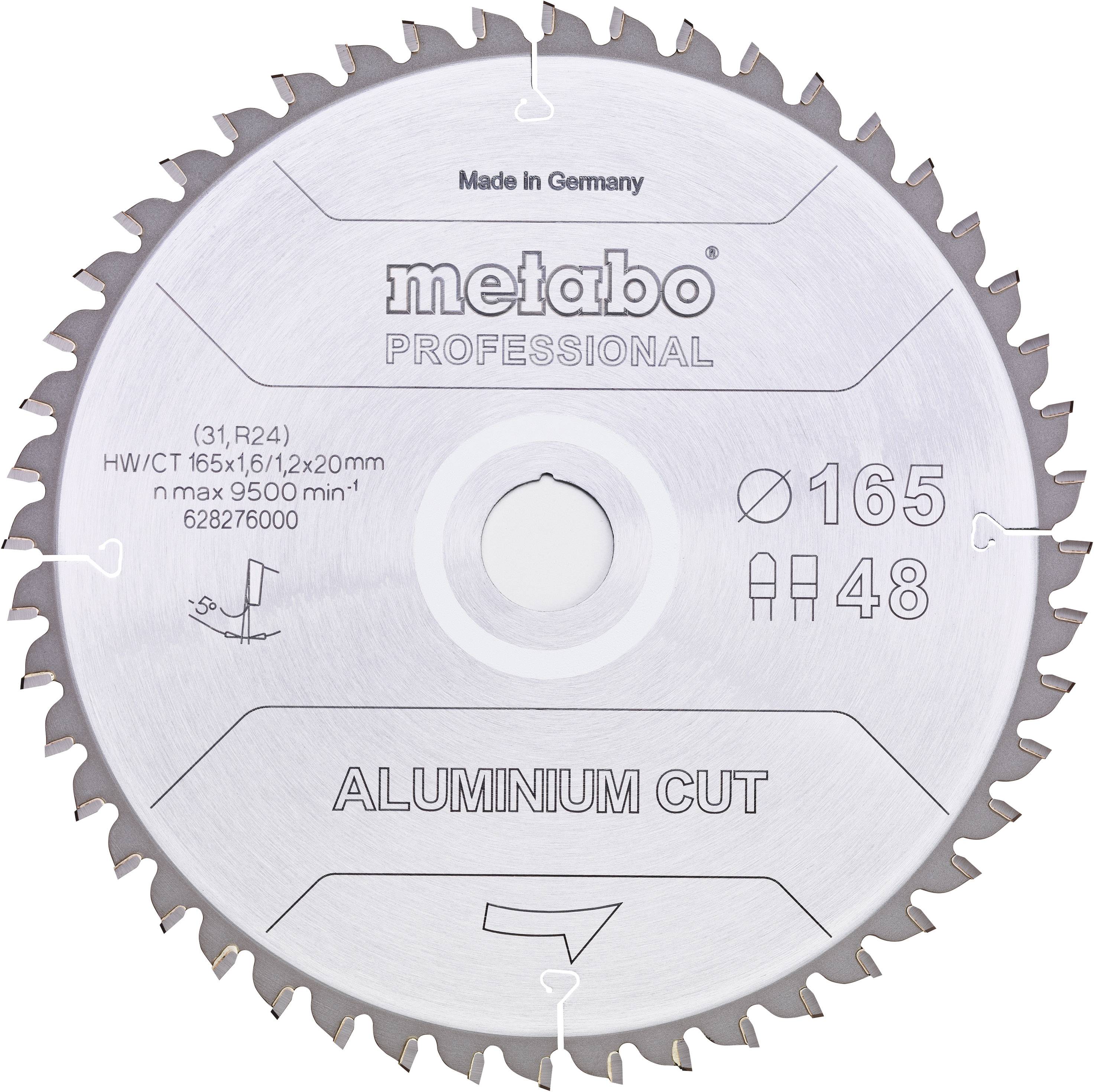 Metabo Aluminium Cut Professional 628276000 Kreissägeblatt 165 x 20 x 1.2 mm Zähneanzahl: 48 1 St.
