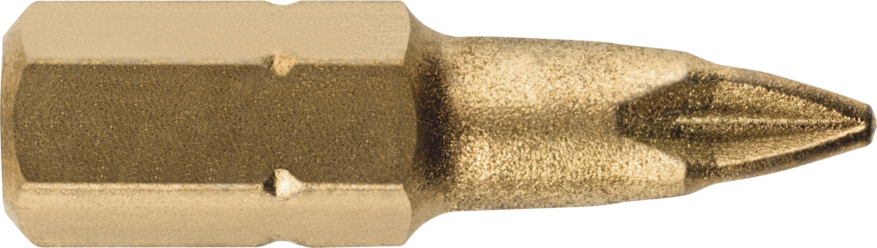 Schraubendreher-Bit mit Kreuzschlitzspitze, goldfarben, isoliert auf weißem Hintergrund.