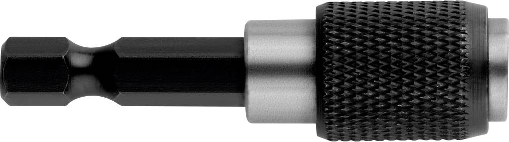 Kraftform Bit-Halter aus schwarzem Metall und strukturiertem Griff, für den Antrieb von Schrauben mit Elektrowerkzeugen oder Handschraubendrehern.