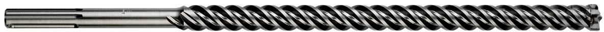 Ein Metallbohrer mit glattem Schaft und spiralförmigen Schneidnuten.