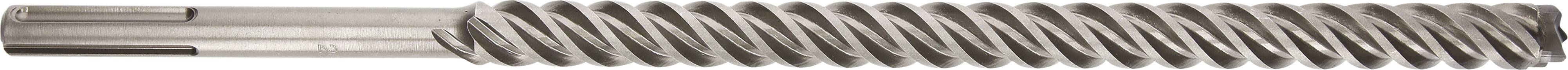 Ein silberner Gewindebohrer mit spiralförmigen Schneidkanten, verwendet zum Schneiden von Innengewinden in Metall.