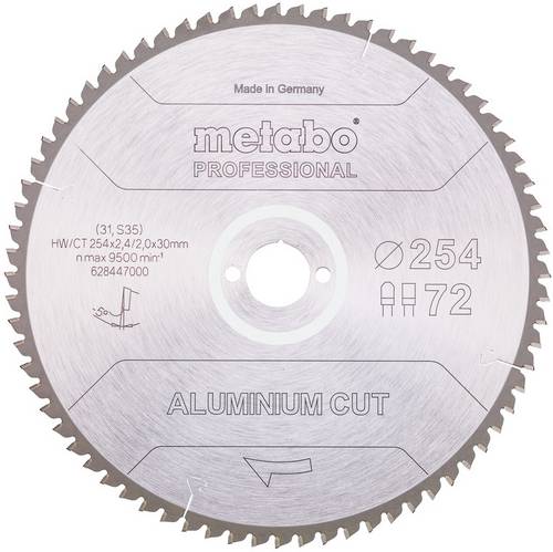 Metabo ALUMINIUM CUT PROFESSIONAL 628447000 Kreissägeblatt 254 x 30 x 2 mm Zähneanzahl: 72 1 St.