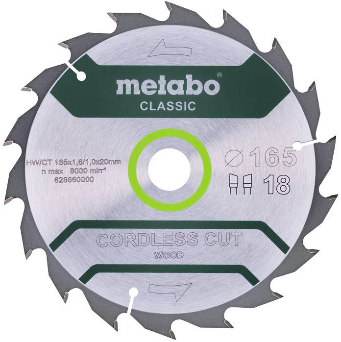 Metallische Kreissägeblatt mit der Bezeichnung „metabo CLASSIC