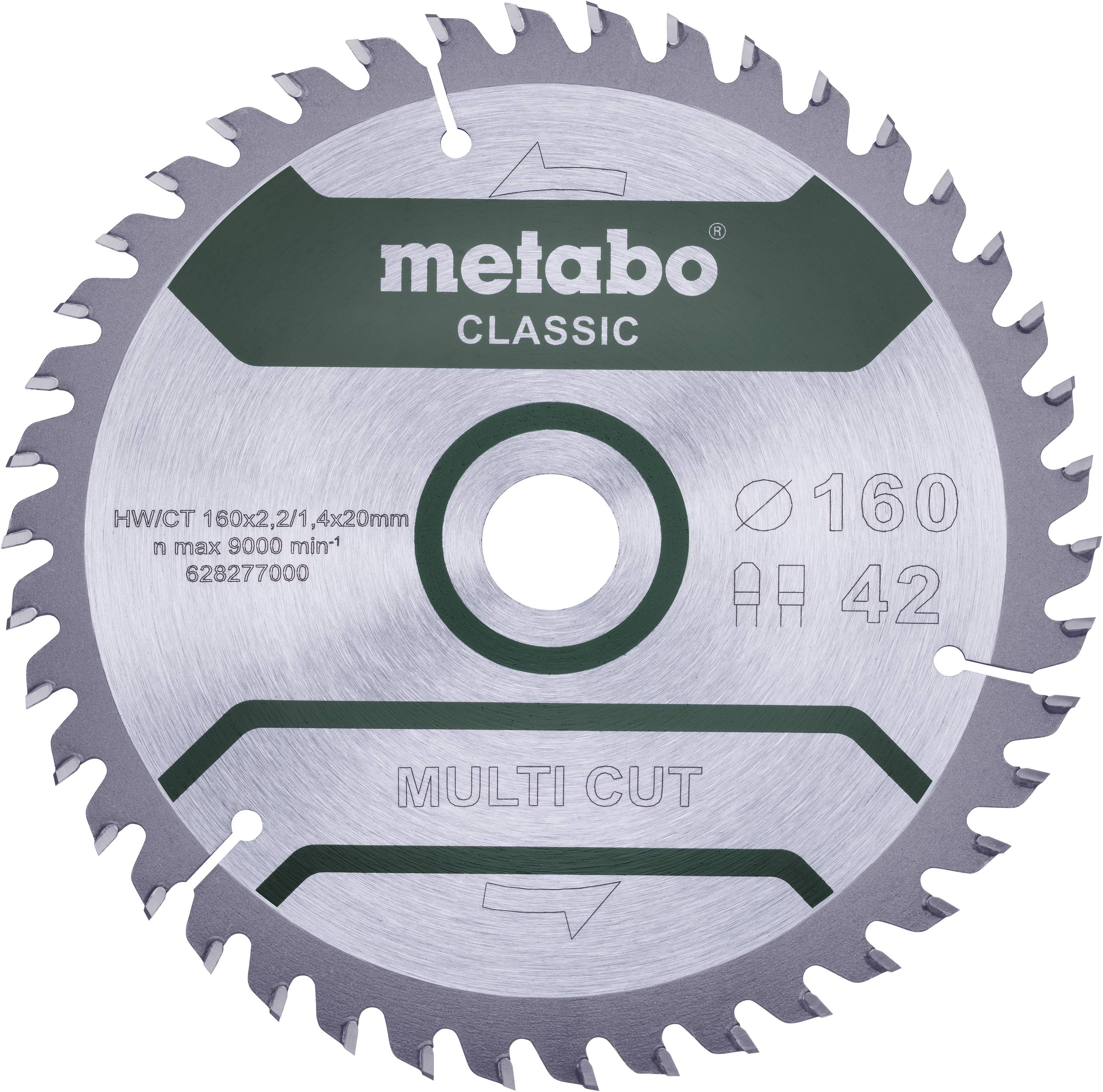 Metabo MULTI CUT CLASSIC 628277000 Kreissägeblatt 160 x 20 x 1.4 mm Zähneanzahl: 42 1 St.