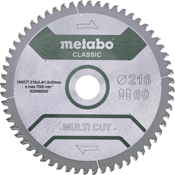 Metabo MULTI CUT CLASSIC 628285000 Kreissägeblatt 254 x 30 x 1.8mm Zähneanzahl: 60 1St.