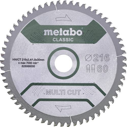 Metabo MULTI CUT CLASSIC 628666000 Kreissägeblatt 254 x 30 x 1.8 mm Zähneanzahl: 60 1 St.