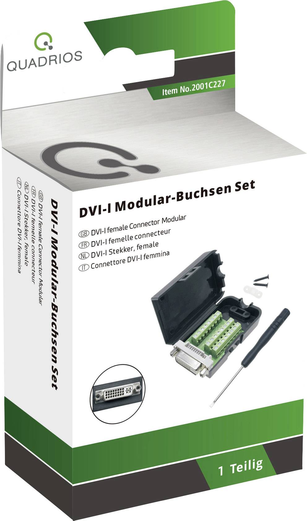 Quadrios 2001C227 DVI-Steckverbinder Buchse, gerade Polzahl: 30 Schwarz 1St.