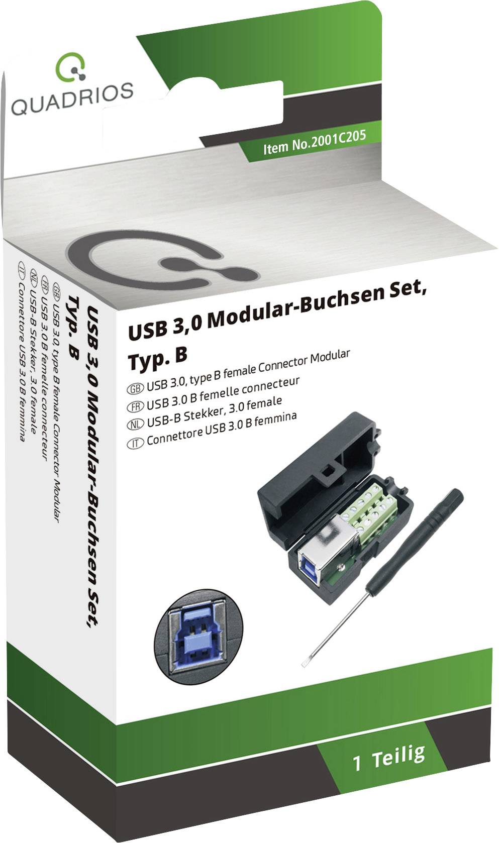 USB 3.0 Modular-Buchsen Set, Typ B Buchse, gerade 2001C205 Quadrios Inhalt: 1 St.