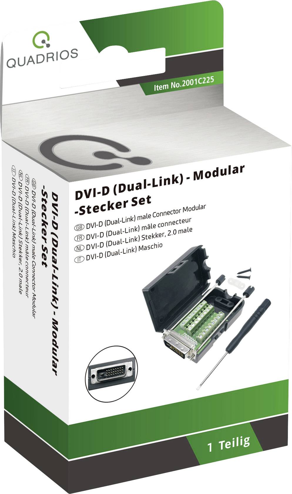 Quadrios 2001C225 DVI-Steckverbinder Stecker, gerade Polzahl: 26 Schwarz 1St.