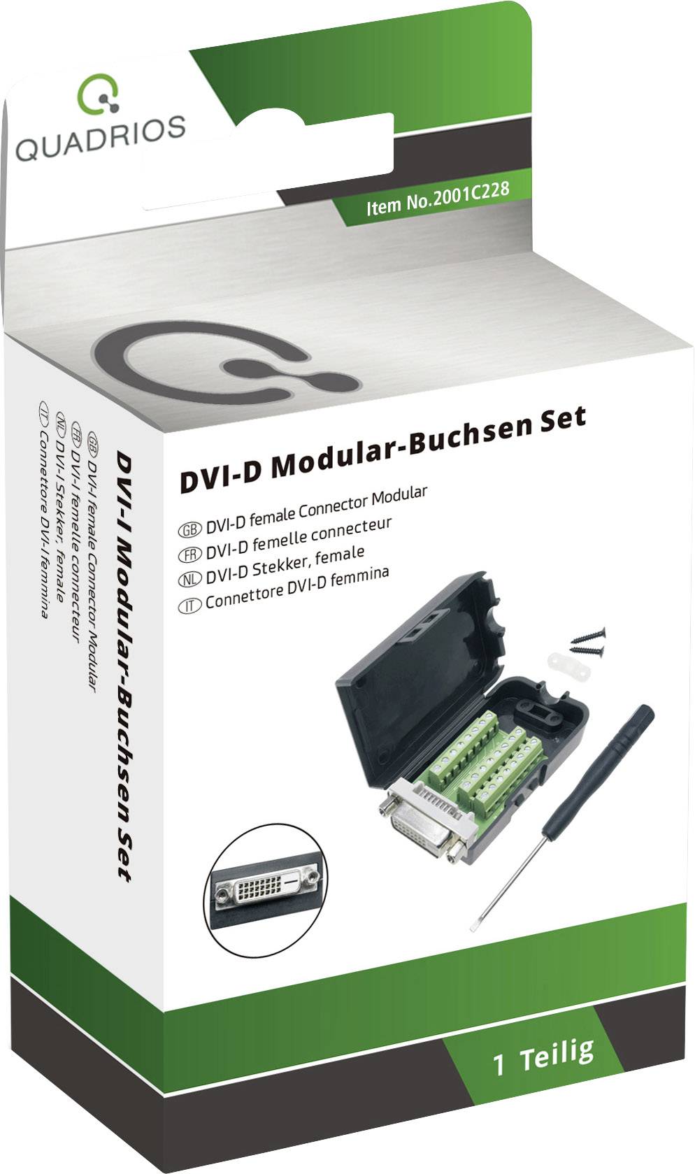 Quadrios 2001C228 DVI-Steckverbinder Buchse, gerade Polzahl: 26 Schwarz 1St.