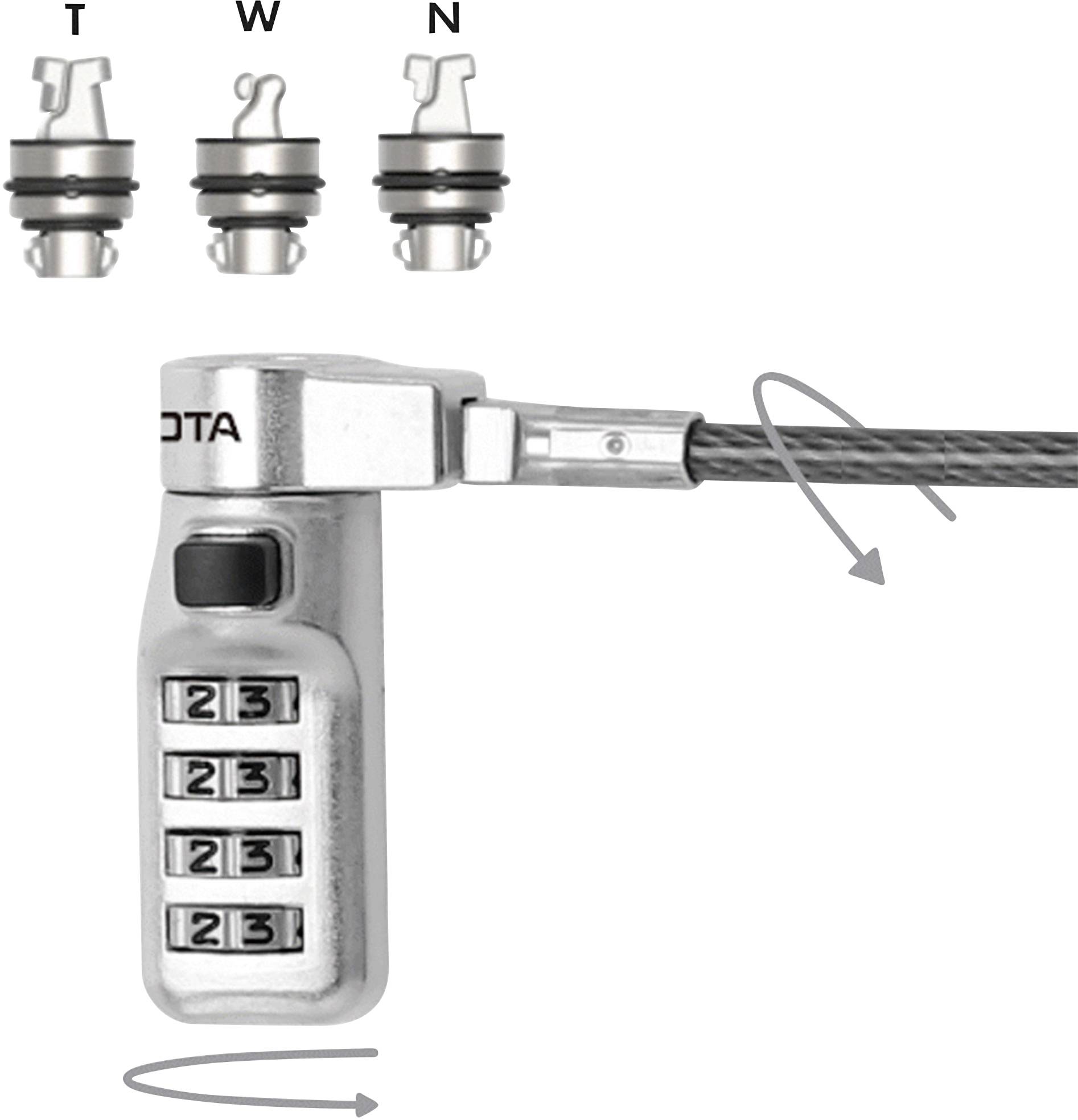 Dicota Laptopschloss Zahlenschloss 2 m Sicherheitskabelschloss