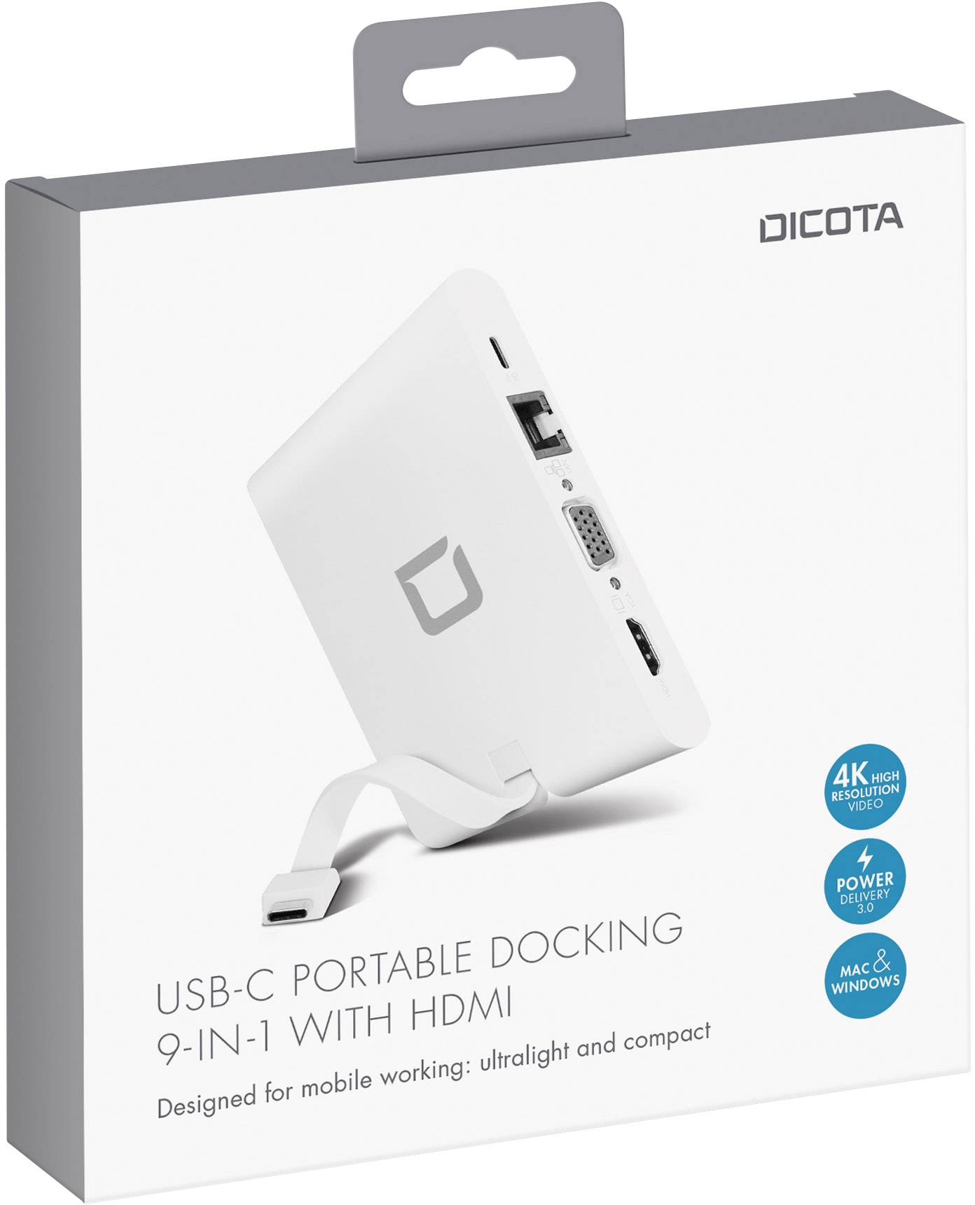 Dicota USB-C® Dockingstation USB-C Portable Docking 9-in-1 with HDMI Passend für Marke Dockingstations: Universal