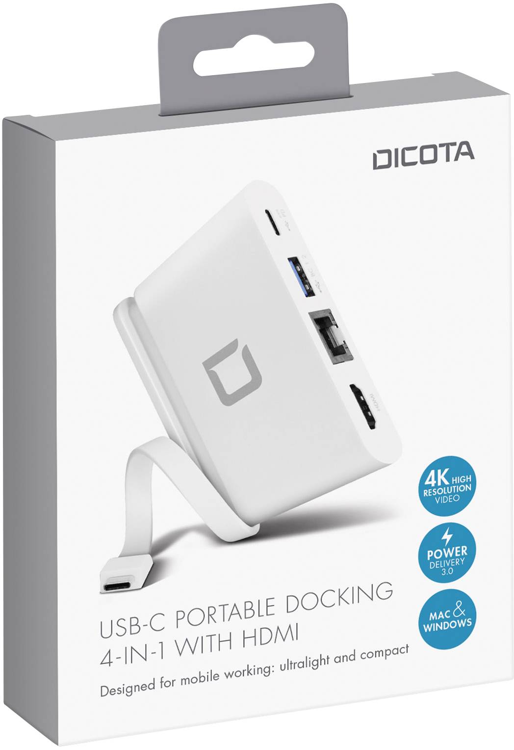 Dicota USB-C® Dockingstation USB-C Portable Docking 4-in-1 with HDMI Passend für Marke Dockingstations: Universal inkl. Ladefunktion, USB-C® Powe