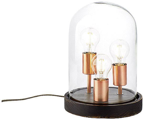 Brilliant Indus HK15353S76 Tischlampe E27 75W Holz (dunkel), Kupfer