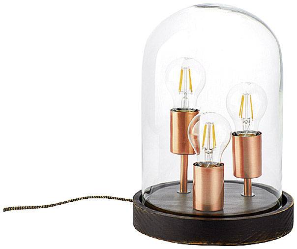 Brilliant Indus HK15353S76 Tischlampe E27 75W Holz (dunkel), Kupfer