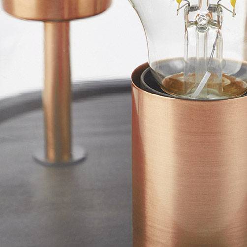 Brilliant Indus HK15353S76 Tischlampe E27 75W Holz (dunkel), Kupfer