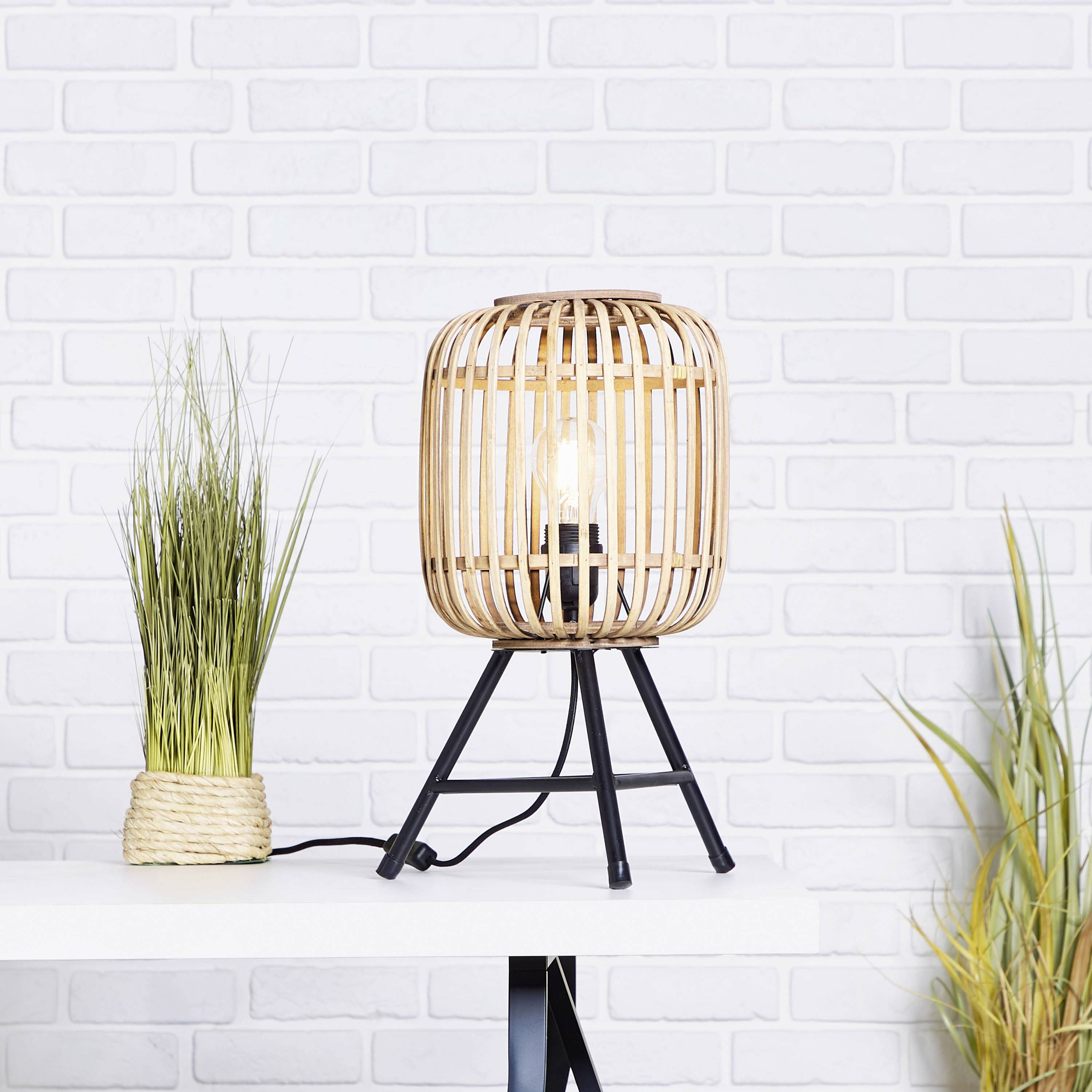 Brilliant Woodrow 93775/20 Tischlampe E27 60W Hellbraun