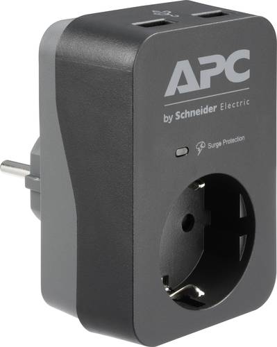 APC by Schneider Electric PME1WU2B-GR Überspannungsschutz-Zwischenstecker mit USB Schwarz