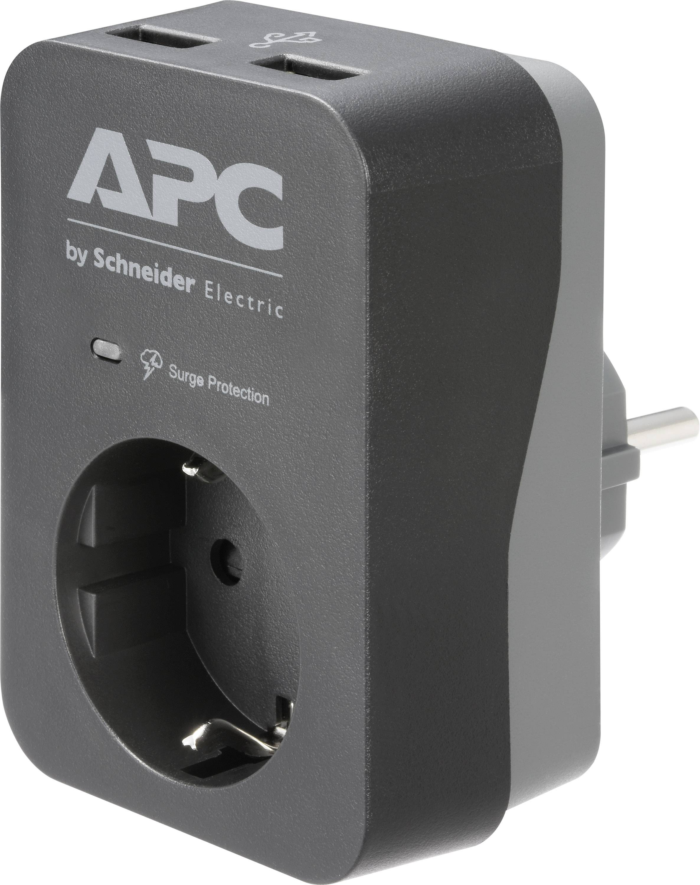 APC PME1WU2B-GR Überspannungsschutz-Zwischenstecker mit USB Schwarz