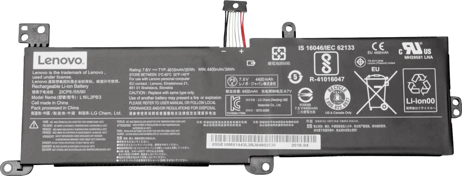 Lenovo Notebook-Akku 5B10M91443 7.6V 4610 mAh