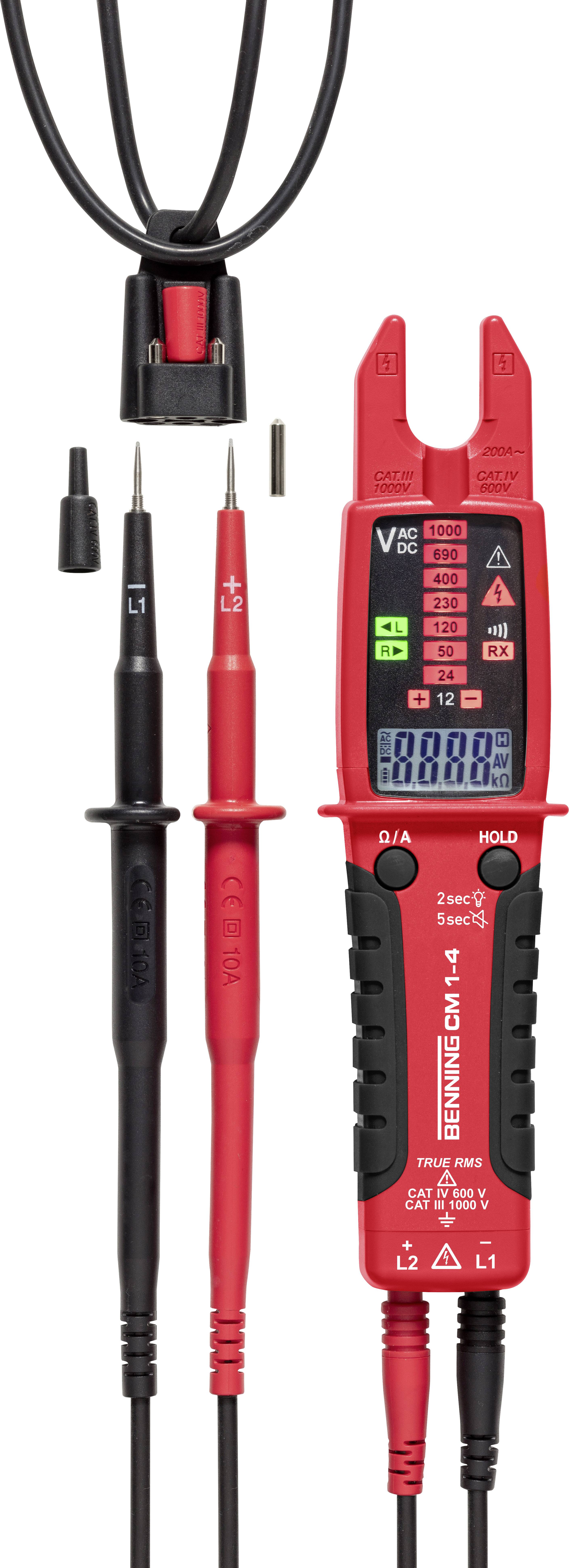 Benning CM 1-4 Stromzange digital CAT III 1000 V, CAT IV 600V Anzeige (Counts): 6000