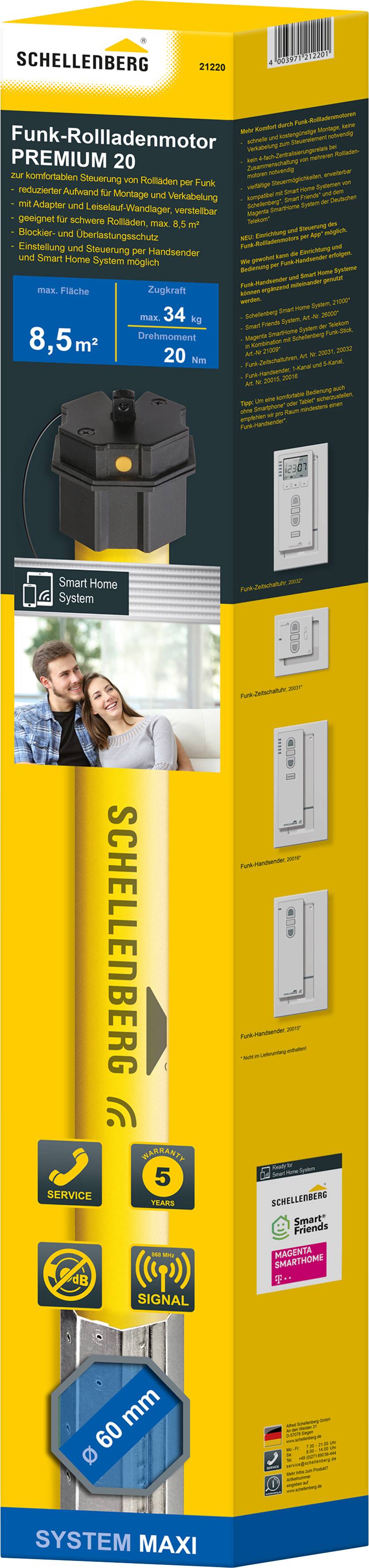 21220 Schellenberg SmartHome Rohrmotor Einbau Premium Maxi