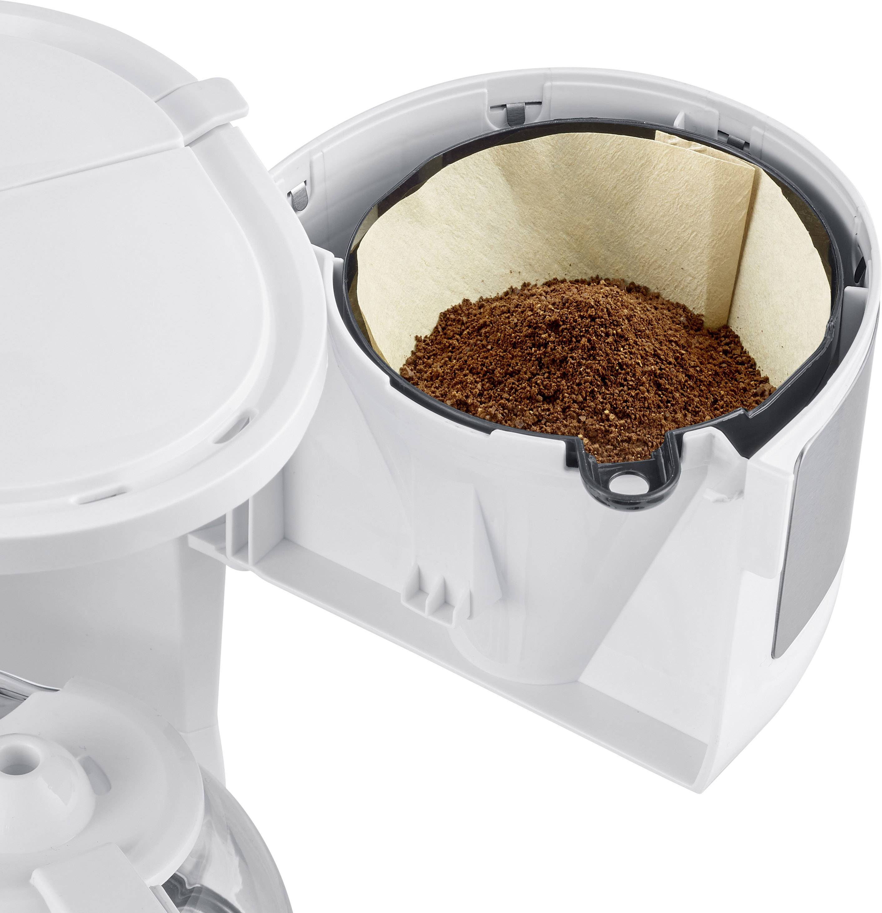 Severin KA 4809 Kaffeemaschine Weiß, Edelstahl (gebürstet) Fassungsvermögen Tassen=4 Glaskanne, Warmhaltefunktion, mit Filterkaffee-Funktion