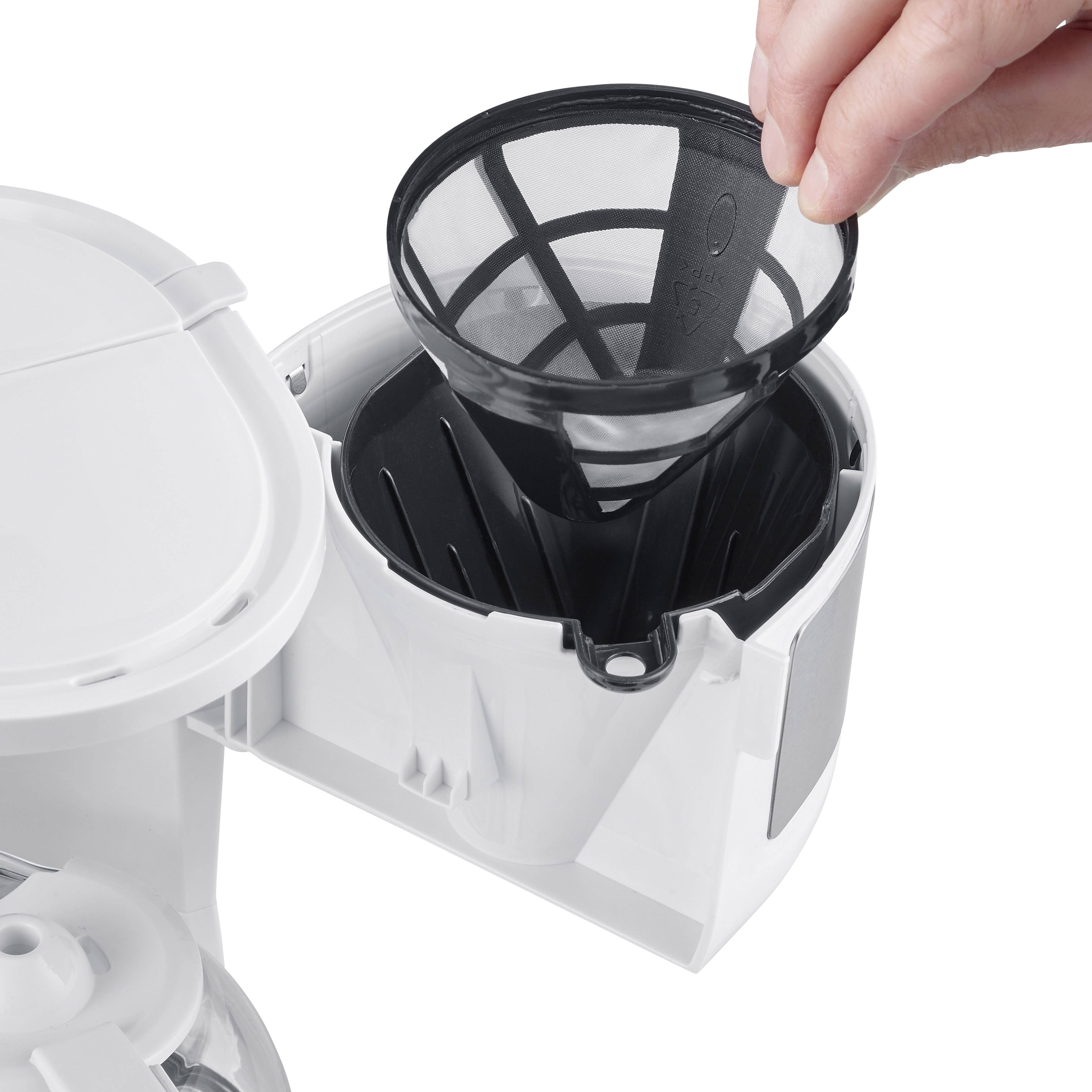 Severin KA 4809 Kaffeemaschine Weiß, Edelstahl (gebürstet) Fassungsvermögen Tassen=4 Glaskanne, Warmhaltefunktion, mit Filterkaffee-Funktion