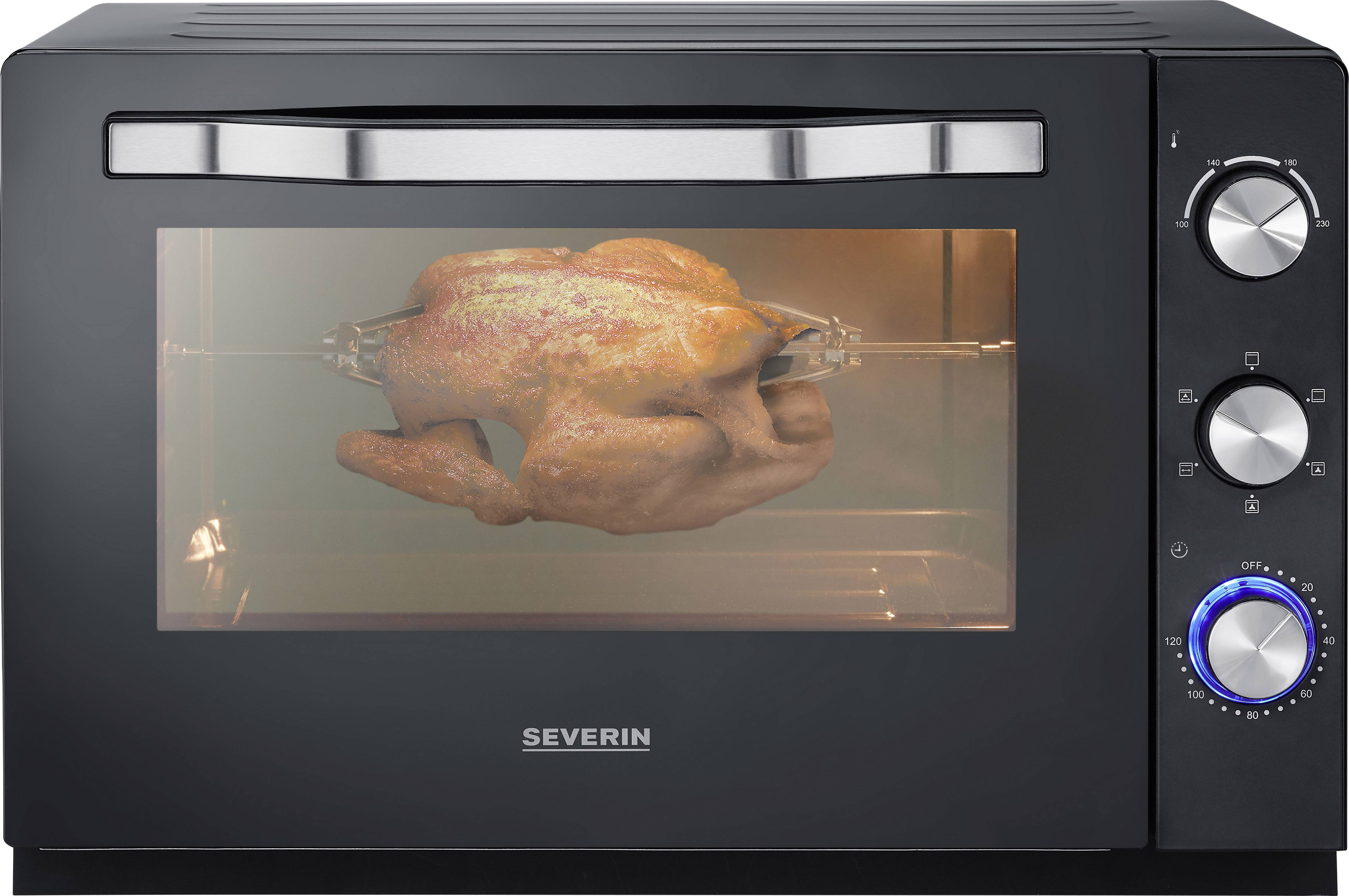 Severin TO 2066 Minibackofen mit manueller Temperatureinstellung, Timerfunktion, kabelgebunden, mit Pizzastein, Umluft-Funktion 60 l