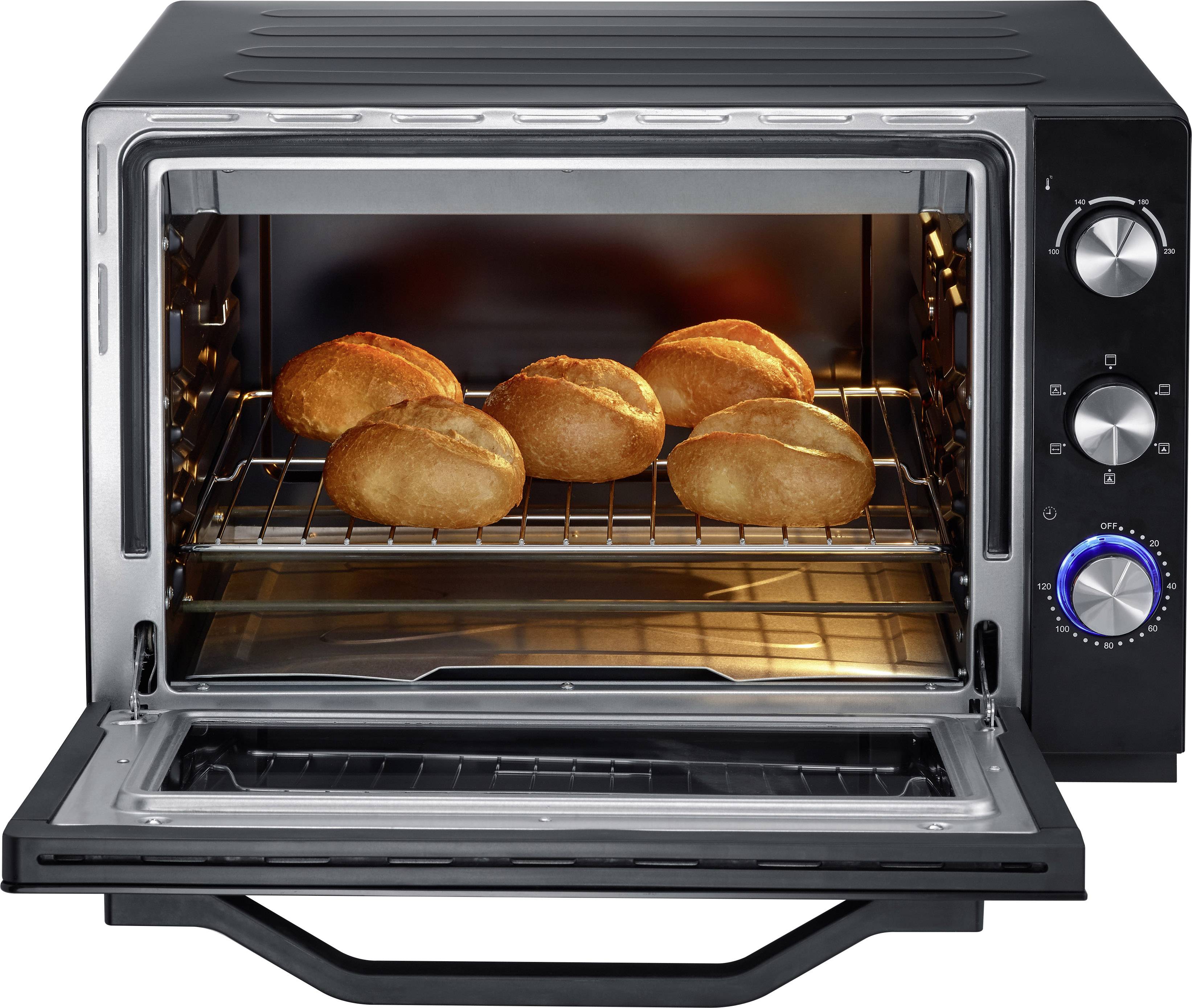 Severin TO 2066 Minibackofen mit manueller Temperatureinstellung, Timerfunktion, kabelgebunden, mit Pizzastein, Umluft-Funktion 60 l