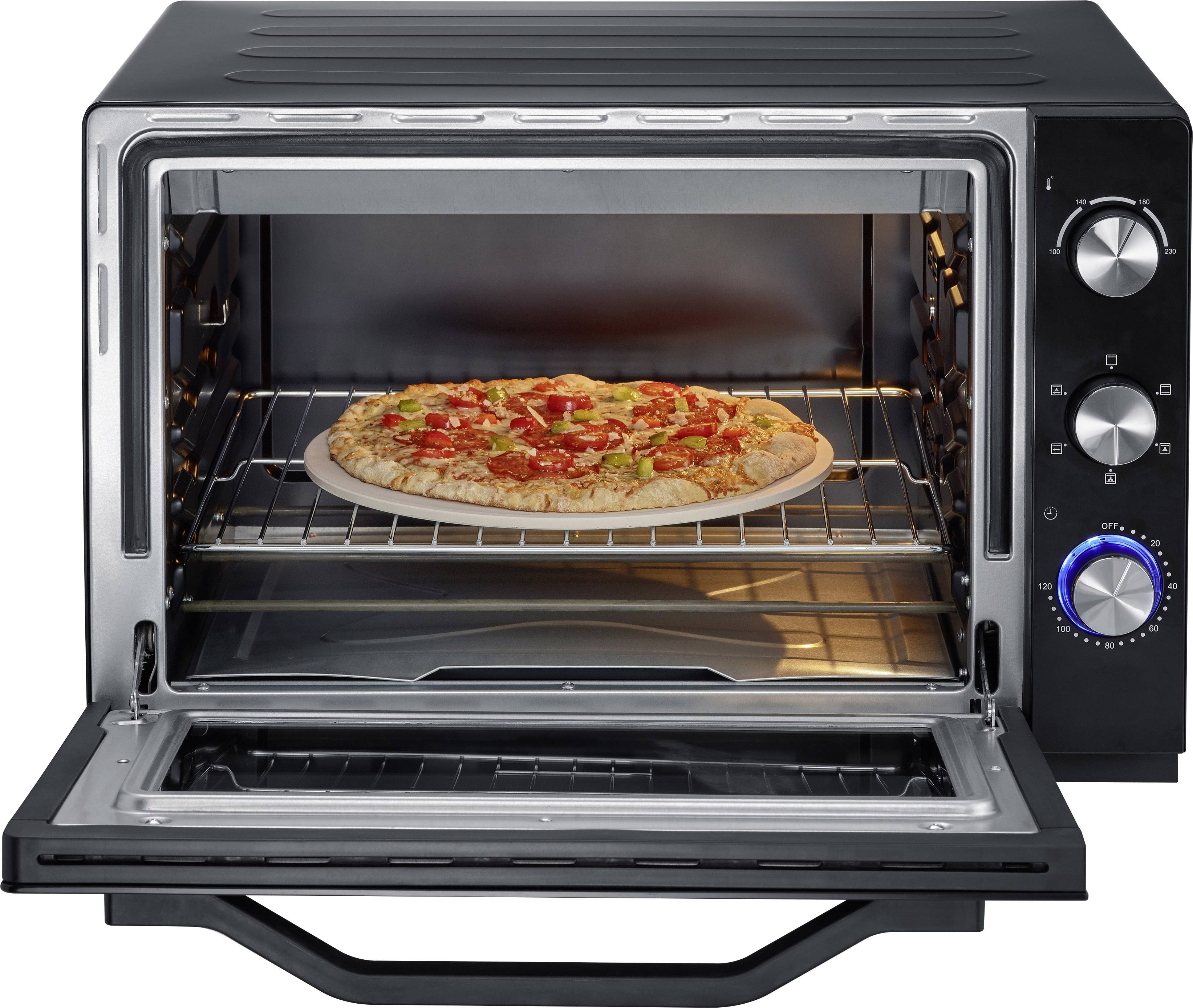 Severin TO 2066 Minibackofen mit manueller Temperatureinstellung, Timerfunktion, kabelgebunden, mit Pizzastein, Umluft-Funktion 60 l