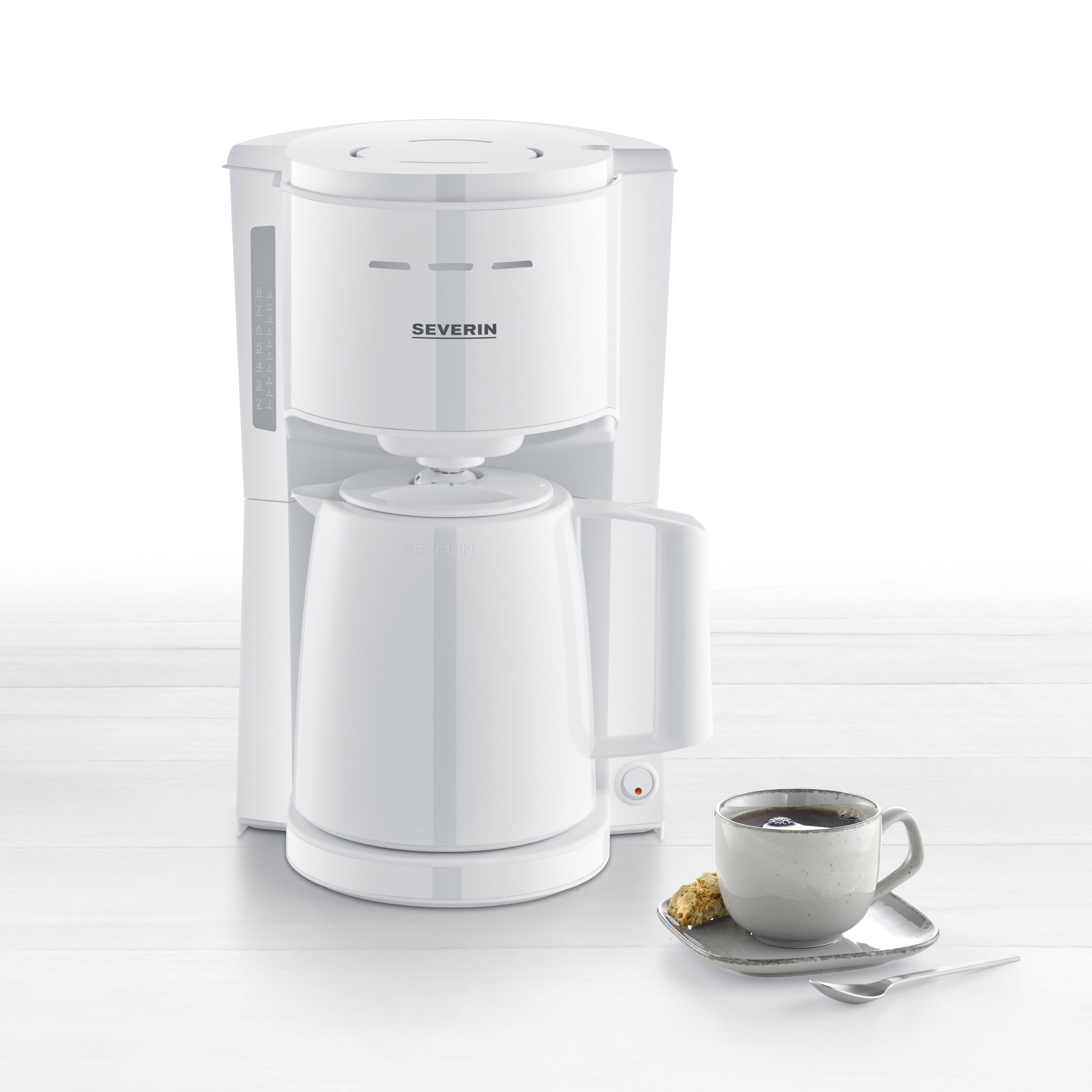 Severin KA 9254 Kaffeemaschine Weiß Fassungsvermögen Tassen=8 Isolierkanne, mit Filterkaffee-Funktion