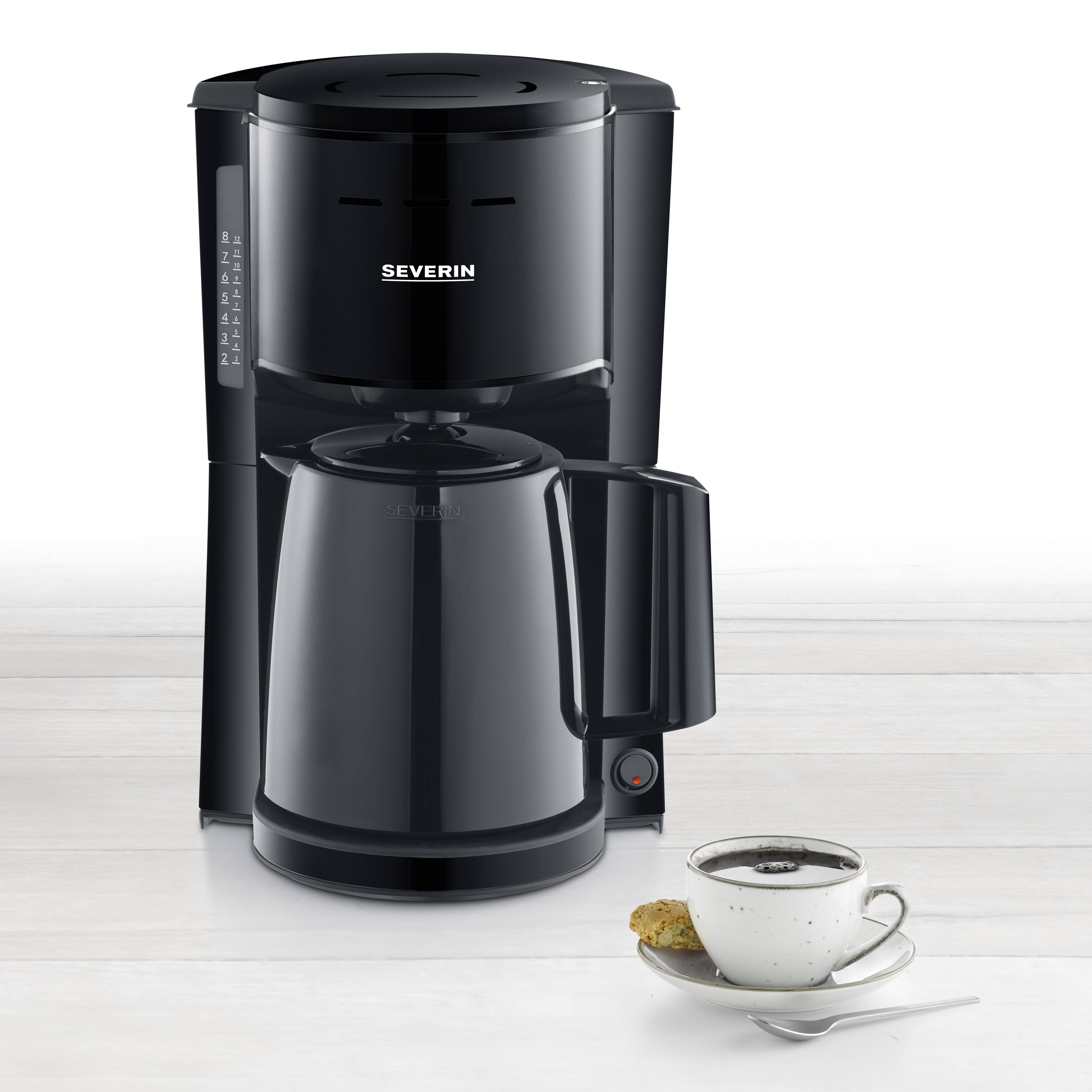 Severin KA 9250 Kaffeemaschine Schwarz Fassungsvermögen Tassen=8 Isolierkanne, mit Filterkaffee-Funktion