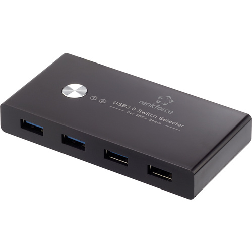 Renkforce RF-SHB-200 4 Port USB 3.2 Gen 1-Umschalter + Hub (USB 3.0) Schwarz