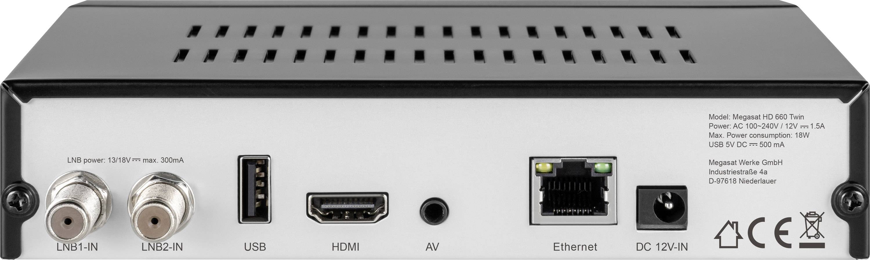 MegaSat HD 660 Twin SAT-Receiver Aufnahmefunktion, Ethernet-Anschluss Anzahl Tuner: 2