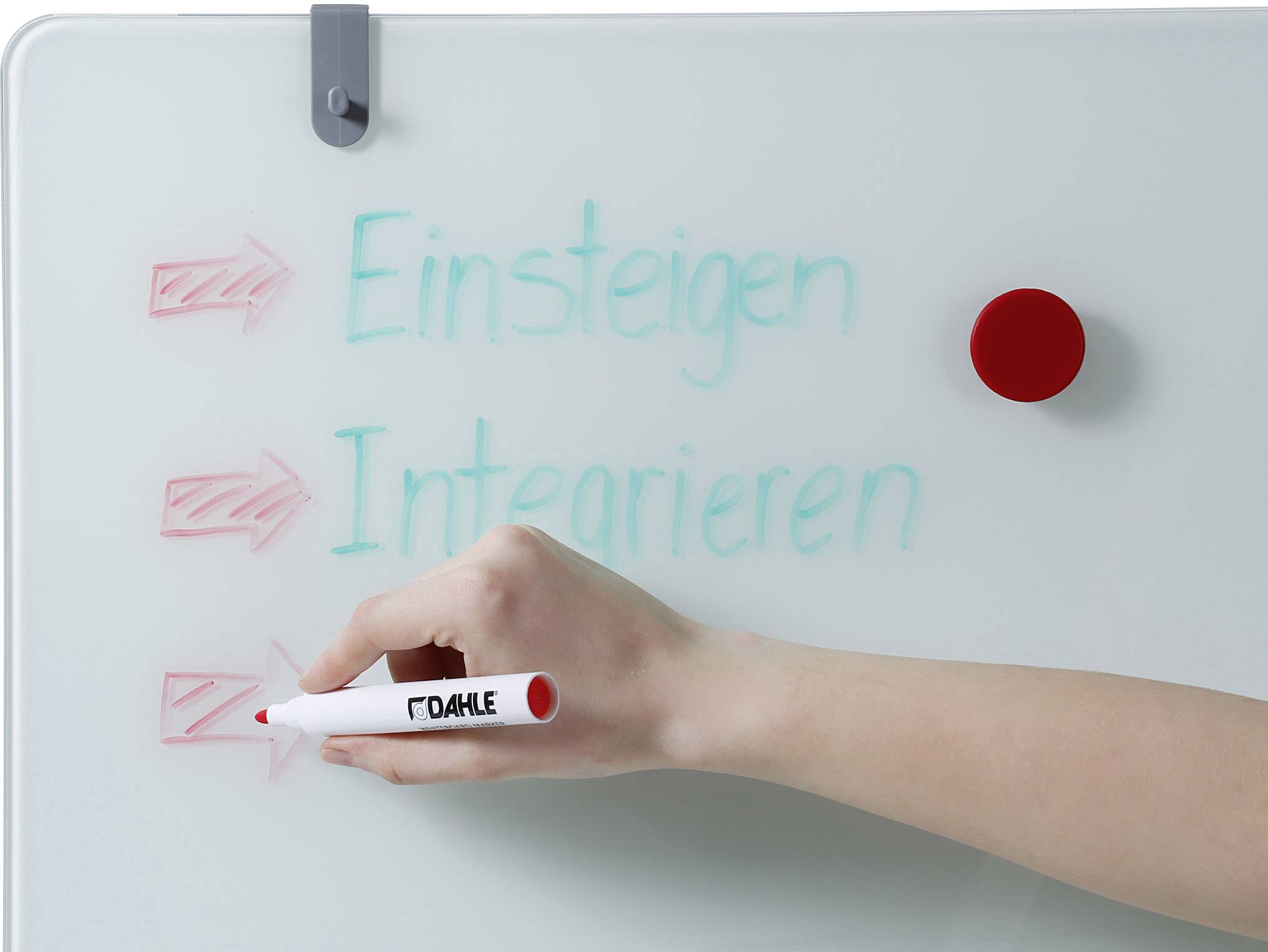 Dahle Flipchart 96012 Glas-Flipchart (B x H) 70cm x 100cm Silber höhenverstellbar, beschriftbar, abwischbar, magnethaftend, Inkl