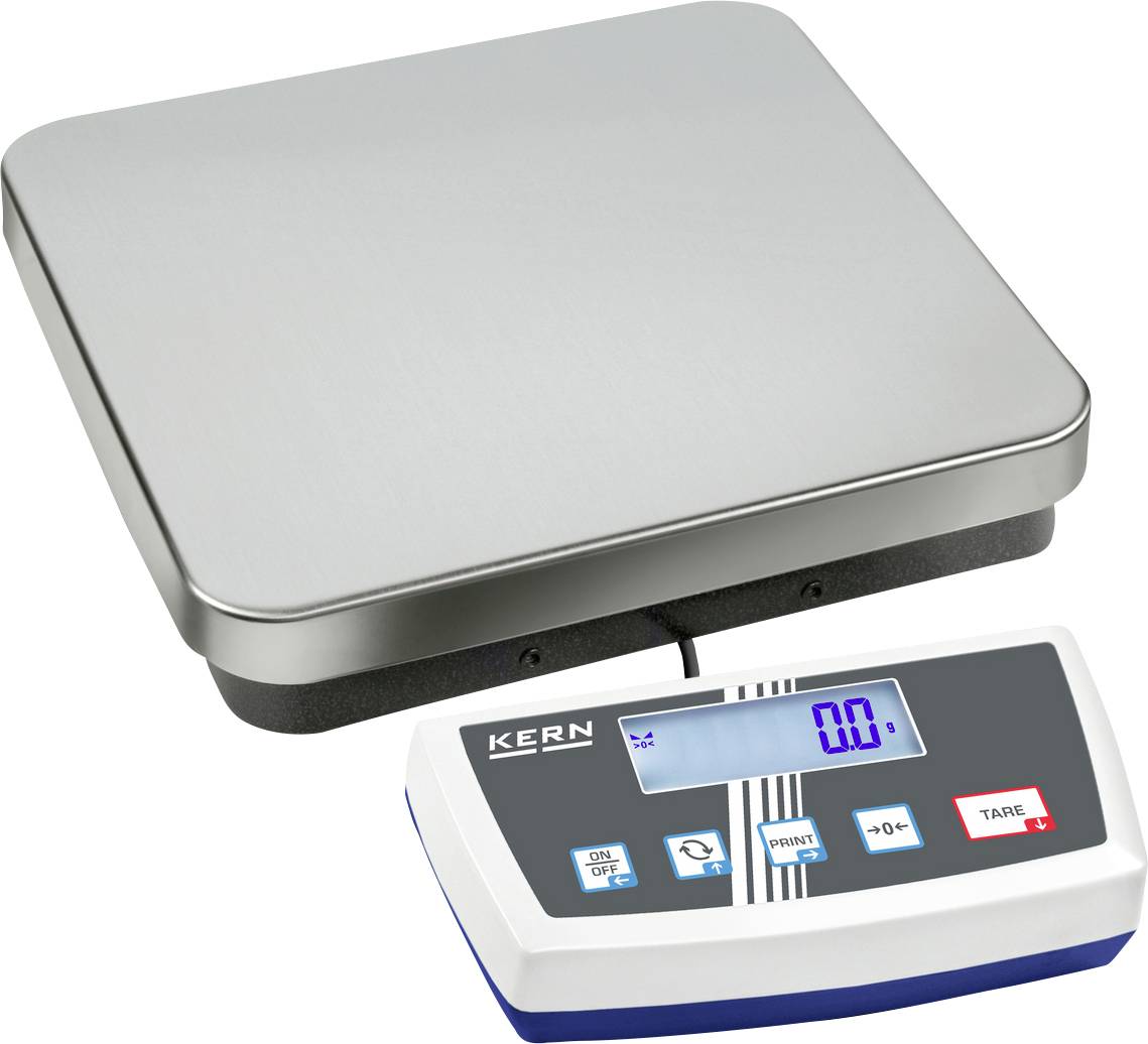 Elektronische Waage mit digitalem Display, zeigt '0.0'.