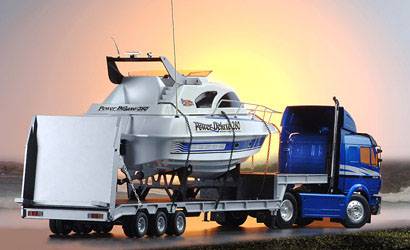 Carson Modellsport 90700 1:14 Tiefladeauflieger mit Rampe