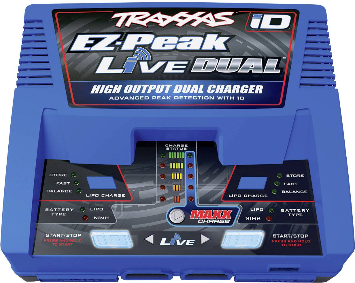 Traxxas EZ-Peak Live Dual Modellbau-Ladegerät 26A LiPo, NiMH Minus-Delta-U Abschaltung, Akkuerkennung, Temperaturüberwachung