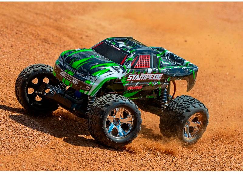 Traxxas Stampede Grün Brushed 1:10 RC Modellauto Elektro Monstertruck Heckantrieb (2WD) RtR 2,4GHz